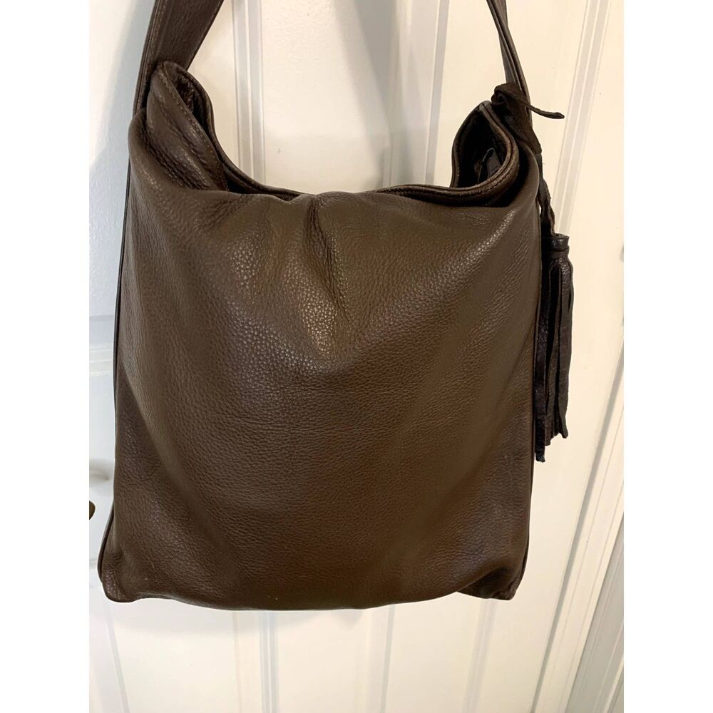 Vtg Village Tannery by Sevestet New York Chocolate Brown Leather Crossbody Bag - Picture 2 of 11
